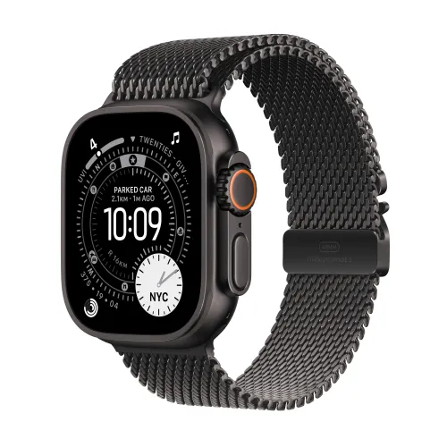 Apple Watch Ultra 3 GPS + Cellular koperta z tytanu Czarna 49mm Bransoleta mediolańska z tytanu Czarna Rozmiar S
