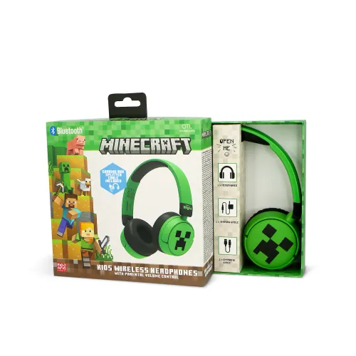 Słuchawki bezprzewodowe z mikrofonem OTL Technologies Minecraft Creeper Kids Wireless Dla Dzieci Nauszne Zielono-czarny