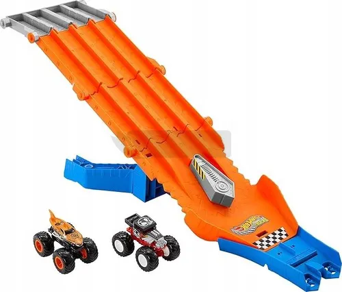 HOT WHEELS MONSTER TRUCK Wyścig z demolką zestaw torów + 2 autka JFR07