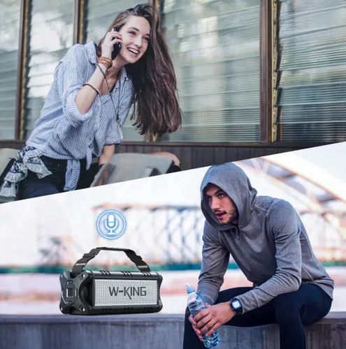 Głośnik mobilny W-KING D8 Czarno-srebrny