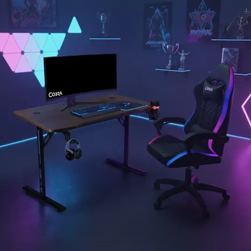 Biurko gamingowe COBRA CR4573BN Brązowy