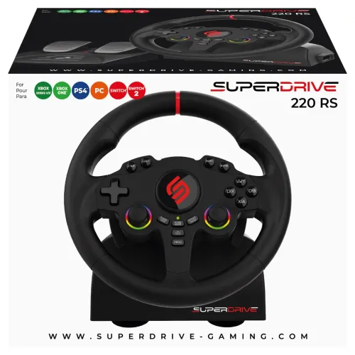 Kierownica Subsonic SuperDrive 220 RS z pedałami do PC, PS4, Xbox, Switch, Switch 2
