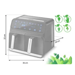 Air Fryer Frytkownica beztłuszczowa BERDSEN BD-653 8l z podwójnym koszem