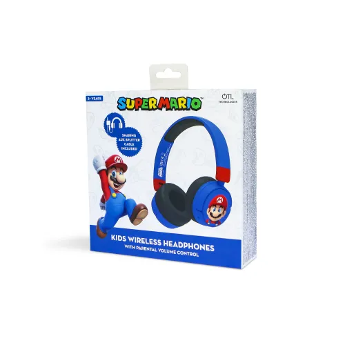 Słuchawki bezprzewodowe z mikrofonem OTL Technologies Super Mario Kids Wireless Dla Dzieci Nauszne Niebiesko-czarny