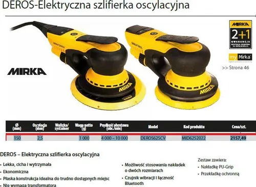 Mirka Deros 625 CV Taşlama Makinesi