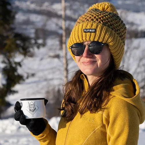 Kubek turystyczny Alpinus Emaliowany Ryś biały