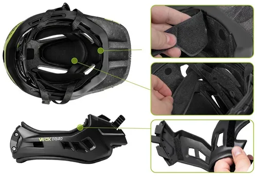 Kask rowerowy VAYOX Enduro VA0421BM Czarny Full Face z odpinaną szczęką (rozmiar M)