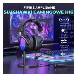 Słuchawki przewodowe z mikrofonem Fifine AmpliGame H16 Nauszne Czarny