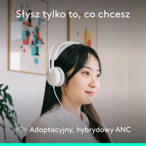 Słuchawki LOGITECH Zone Wired 2 Przewodowe, Nauszne, ANC Biały