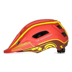 Kask rowerowy WOZINSKY HT-27CZ Czerwono-żółty Full Face dla Dzieci z odkręcaną szczęką (rozmiar uniwersalny)