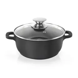 Garnek aluminiowy z pokrywką GRANDE CZARNY 2,3 l