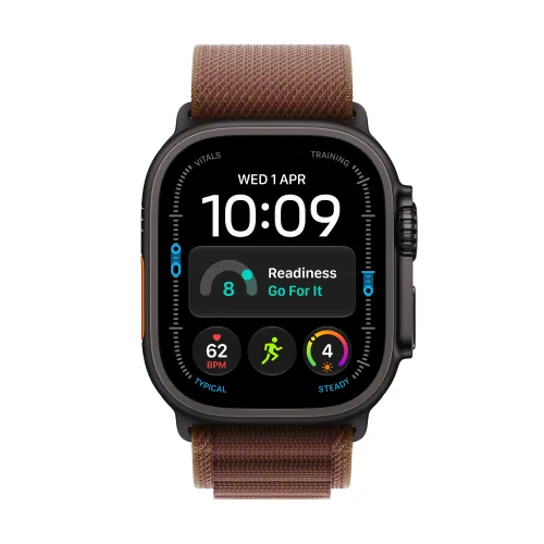 Apple Watch Ultra 4 GPS + Cellular koperta z tytanu czarny 49mm Opaska Alpine w kolorze burgunda Rozmiar M