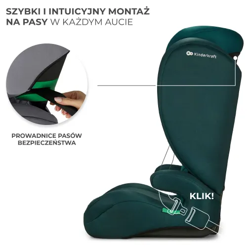 Fotelik samochodowy KINDERKRAFT I-Spark I-Size 2w1 100-150 cm (9-36 kg) Zielony