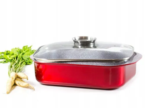 Brytfanna Metallic RED 6,5L +dozownik GARNEK na prezent kuchenny pokrywa