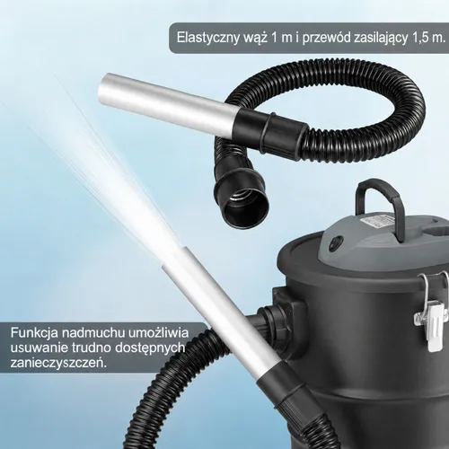 Przemysłowy odkurzacz kominkowy do pieca popiołu sadzy żaroodporny 15l 800W