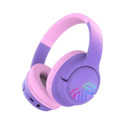 Słuchawki bezprzewodowe PowerLocus Bobo Nauszne Dla Dzieci Bluetooth 5.3 Różowo-fioletowy