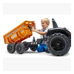 Falk Traktor Case IH Backhoe Pomarańczowy z Przyczepką Ruchoma Łyżka od 3-7 Lat