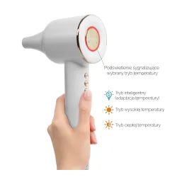 Suszarka do włosów Zehnder Flavia Jonizacja Dyfuzor Zimny nawiew 1600W 3 prędkości 3 temperatury Biały