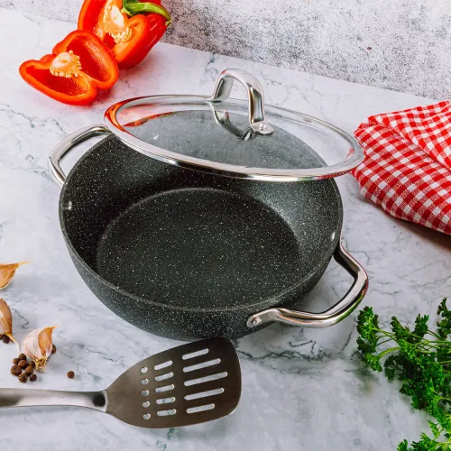 TESCOMA President Stone 24 cm czarna - patelnia / wok nieprzywierający