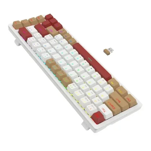 Klawiatura mechaniczna Redragon Rammus K677 Pro Brown Switch Biało-brązowy