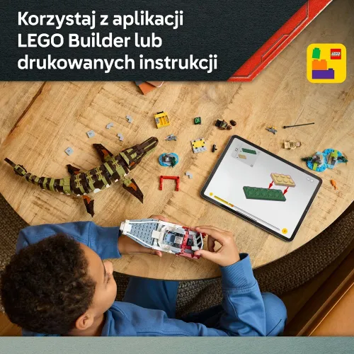 LEGO 76974 Jurassic World Misja na łodzi i model mozazaura