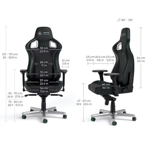 Fotel Noblechairs EPIC Mercedes-AMG Petronas F1 Team Gamingowy do 120kg Skóra ECO High Tech Czarny