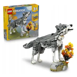 LEGO Creator 3w1 31393 Zwierzęta Leśne Wilk Szary Wilk Sokół Szop 657 el.