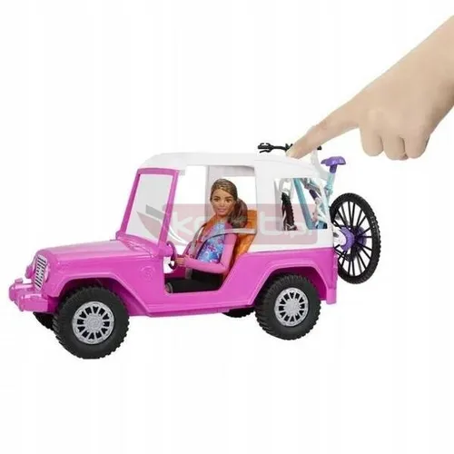 LALKA BARBIE MADE TO MOVE + AUTO JEEP + ROWER GÓRSKI duży zestaw do zabawy HKB06