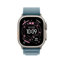 Apple Watch Ultra 3 GPS + Cellular koperta z natural tytanu Czarna 49mm Opaska Alpine Niebieska Rozmiar S