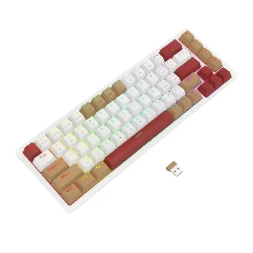 Klawiatura mechaniczna Redragon Rammus K677 Pro Brown Switch Biało-brązowy