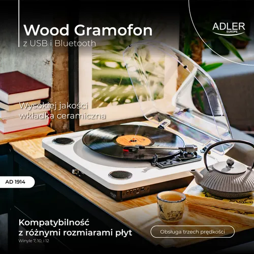 Gramofon ADLER AD 1914 Biały