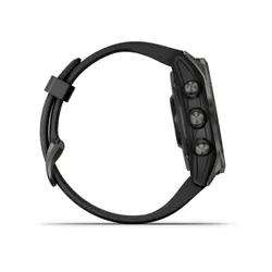 Смарт-часы Garmin FENIX 7S Sapphire Solar титановый угольно-серый DLC с силиконовым ремешком (010-02539-25)