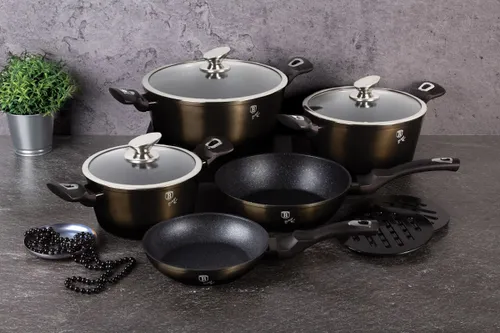 Zestaw garnków BERLINGER HAUS Metallic Line Shiny Black Edition BH-6615 (13 elementów)