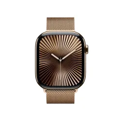Apple Watch Series 10 GPS + Cellular koperta 46mm tytan złoty bransoleta mediolańska złota M/L
