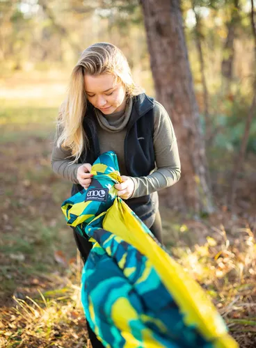 Hamak turystyczny ENO DoubleNest Print Hammock - boulder/melon