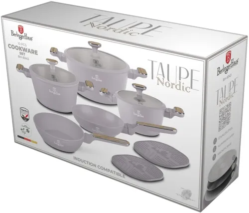 Zestaw patelni i garnków BERLINGER HAUS Taupe Nordic BH-8343 (10 elementów)