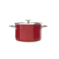 KITCHENAID Steel Core Enamel 3,7 l czerwony - garnek emaliowany z pokrywką