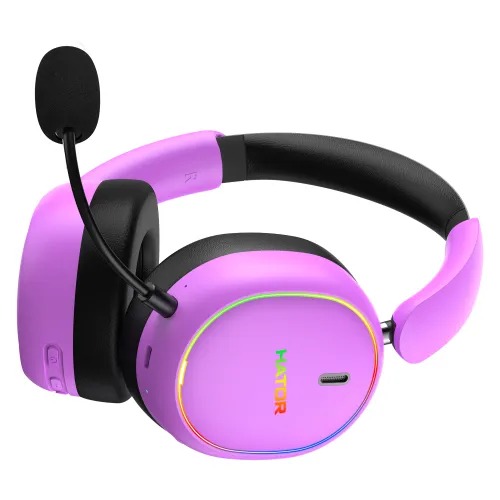 Słuchawki bezprzewodowe z mikrofonem Hator Phoenix 2 Wireless ESH42 ANC Nauszne Fioletowy