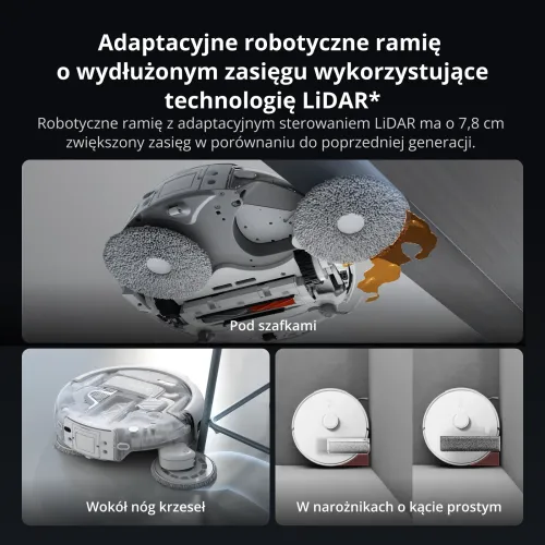 Robot sprzątający DJI Romo P2 Funkcja mopowania Stacja oczyszczająca Tworzenie mapy pomieszczenia Funkcje AI Biały