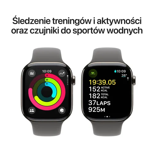 Apple Watch Series 10 GPS + Cellular 46mm z tytanu w kolorze naturalnym pasek sportowy górska szarość M/L