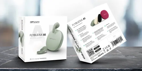 Słuchawki bezprzewodowe HiFuture FlyBuds4 Dokanałowe Bluetooth 5.4 Funkcje AI z tłumaczeniem ponad 130 języków, Czarny