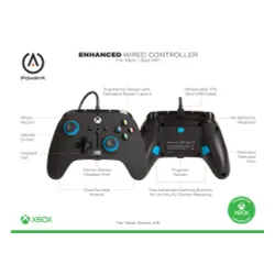 Pad PowerA Enhanced Blue Hint do Xbox Series X/S, Xbox One, PC Przewodowy