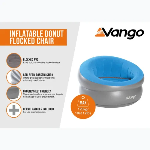 Fotel turystyczny dmuchany Vango Inflatable Donut Flocked Chair mykonos blue
