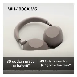Słuchawki bezprzewodowe Sony WH-1000XM6 ANC Nauszne Bluetooth 5.3 Piaskowy
