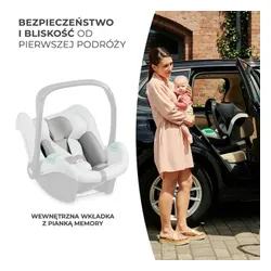 Fotelik samochodowy KINDERKRAFT Mink Pro I-Size z bazą 40-75 cm (0-13 kg) Szary