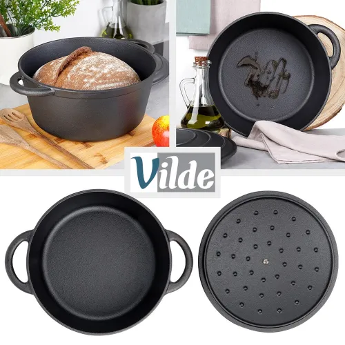 Garnek Żeliwny z Pokrywką Kociołek Brytfanka Brytfanna Okrągła 28 cm 5,9L