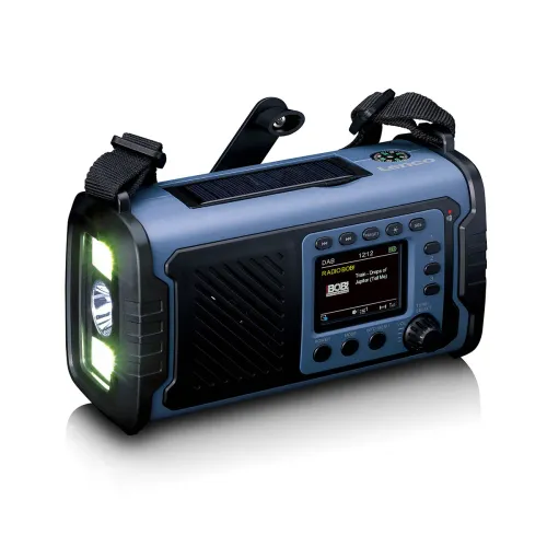 Radioodbiornik Lenco PDR-255BU Ładowanie solarne Na korbkę Latarka Powerbank Radio DAB+ Niebieski