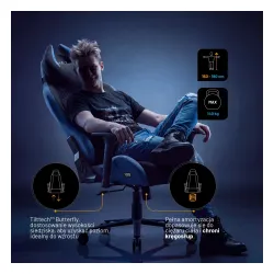 Fotel Diablo Chairs X-Horn 2.0 Normal Size Night Blue Gamingowy do 140kg Tkanina Czarno-Niebieski