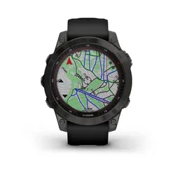 Smartwatch  Garmin Fenix 7 Sapphire Solar Tytanowo-szary z powłoką węglową (DLC) z czarnym paskiem (010-02540-21)