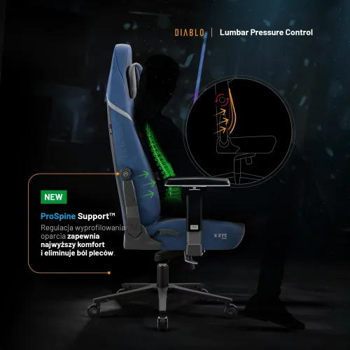 Fotel Diablo Chairs X.Eye Prime, Normal Size, Meta Ocean Gamingowy do 140kg Niebieski